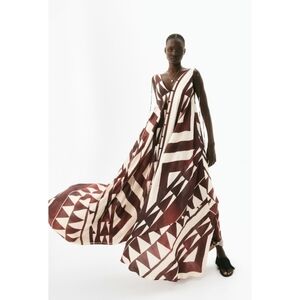 H&M Elegant Voluminous Geometric Patterned Maxi Dress - S